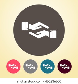 Helping Hand Icon in round shape.