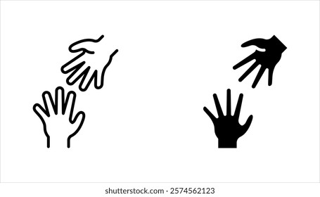 Helping hand icon set. Gesture, sign of help and hope. vector illustration on white background