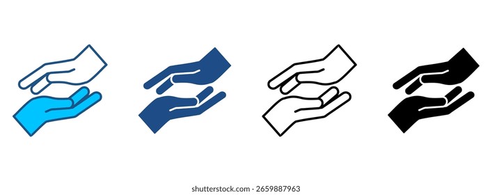 Helping Hand Icon Set With Multiple Styles. Vector Illustration