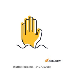 Ilustración vectorial de íconos de mano auxiliar. Símbolo de la mano de ayuda aislado en el fondo blanco