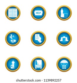 Helping hand icons set. Flat set of 9 helping hand vector icons for web isolated on white background