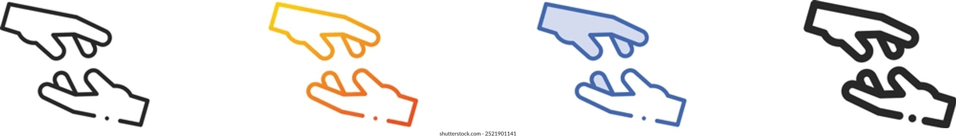 ajuda mão icon.Thin Linear, gradiente, azul traço e negrito estilo design isolado no fundo branco