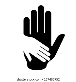 Helping Hand Illustration Blackandwhite Concept Help Stock Vector ...