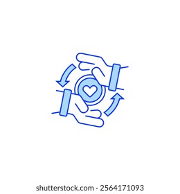 Helping Hand Line Icon. linear style sign for mobile concept and web design. Outline vector icon.