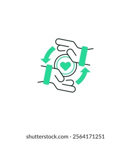 Helping Hand Line Icon. linear style sign for mobile concept and web design. Outline vector icon.