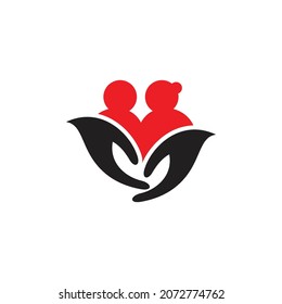 Ayuda a la plantilla de diseño de logotipo manual con padre. Ilustración del vector EPS.8 EPS.10