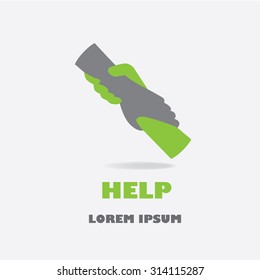 Helping Hand Logo, Icon In Black And Green