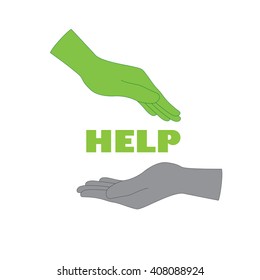Helping hand logo, icon in gray and green