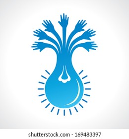 Helping  hand make a light-bulb stock vector