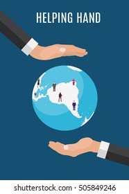 Helping Hand in Personal development. Success. Personal and career growth. Business idea. Flat Concept Vector Illustration. EPS10