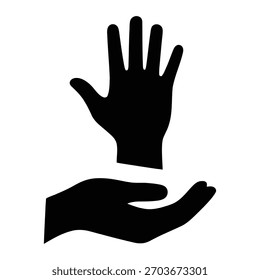 Helping Hand Silhouette Icon — Support, Assistance, and Team Unity Symbol