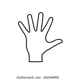 Helping hand silhouette.  Linear icon.
