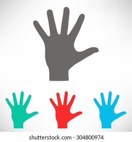 Helping hand silhouette. Set of varicolored icons.