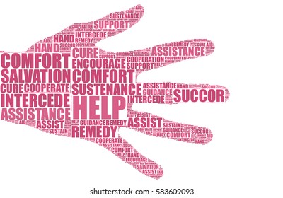helping hand silhouette vector tag cloud