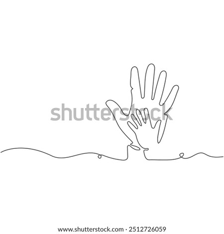 A Helping Hand Single Line Icon. Human Hands for Assistance Continuous Line Icon.