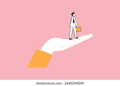 Helping Hand Support Concept for Career Development and Business Problem Solving God Hand Rescuing Businessman Overcoming Obstacles