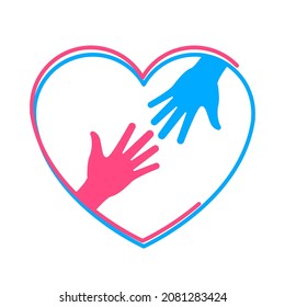 Helping hand vector illustration heart logo icon clipart