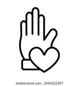 Helping Hand Vector Line Icon
