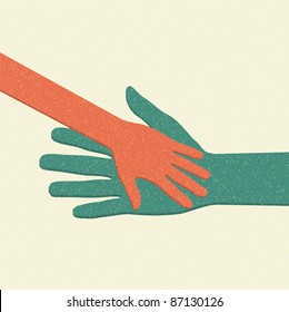 Helping hands. Adult Care about child. Vector illustration.