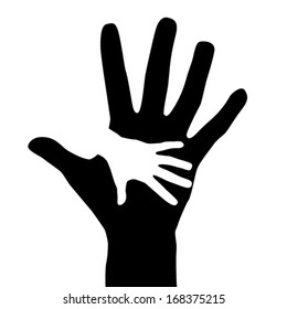 Helping Hands Adult Child Isolated Silhouette Stock Vector (Royalty ...