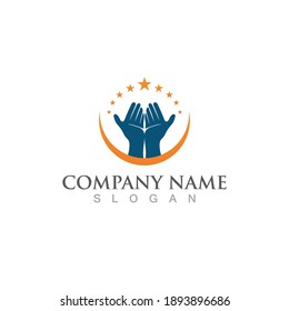 Helping hands, care logo and symbol vector
