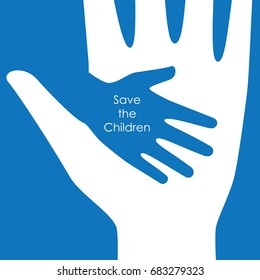 Helping hands for children concept background and logo vector graphic design.