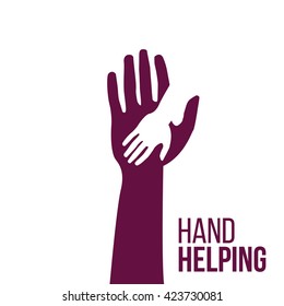Helping Hands, colorful vector on white backdrop