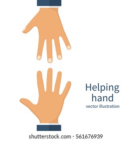 Helping hands concept. Vector illustration flat design. Charity support. Caring people. Hope symbol.
