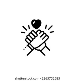 Helping hands forming a heart