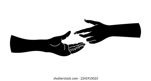 Ayudando a la silueta de gestos. Ilustración del vector