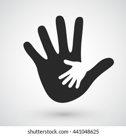 Helping Hands Icon. Care, Adoption, Pregnancy Or Family Concept. Vector Illustration