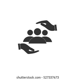 Helping hands icon flat. Illustration isolated vector sign symbol