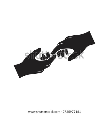 Helping hands icon for support and partnership connection a symbol for rescue and assistance or friendship and solidarity gesture
