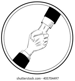 Helping Hands. Legal assistance, protection, teamwork, assistance in business concept illustration