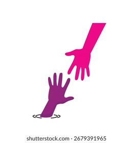 Helping Hands Line Art Vector Illustration for Support and Charity Concept	
