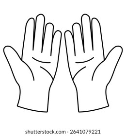 Helping hands open gesture support care symbol in line style vector illustration for charity volunteer teamwork humanity aid design.