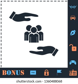 Helping hands. Perfect icon with bonus simple icons