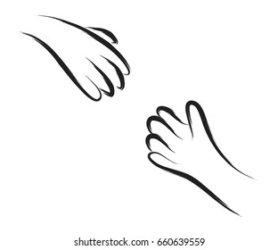 helping hands in simple doodle style     