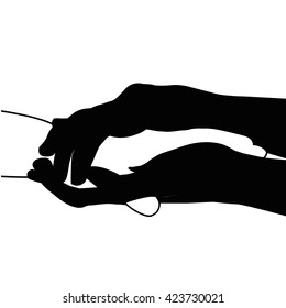 Helping hands , vector black and white on white background