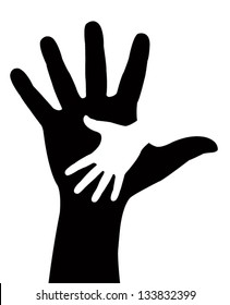 Manos que ayudan. Ilustración vectorial sobre fondo negro