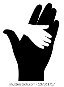 Helping hands. Vector illustration on black background