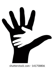 Helping hands. Vector illustration on black background