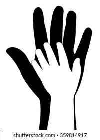 Helping hands. Vector illustration on black background