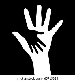 Helping hands. Vector illustration on black background