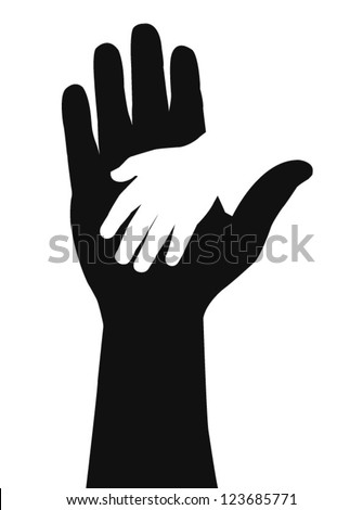 Helping hands. Vector illustration on black background