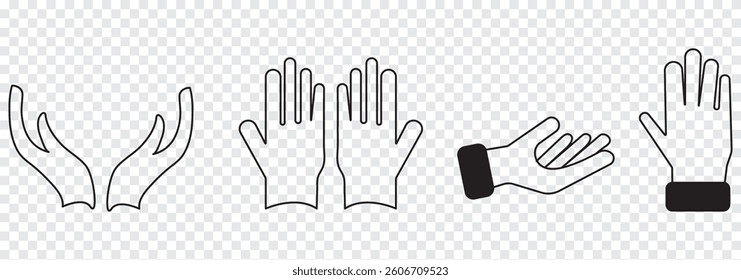 Helping icon. Hand reaches out to hand. shape of a heart. Monochrome black and white symbol.