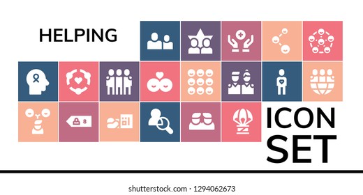  helping icon set. 19 filled helping icons. Simple modern icons about  - Friends, Hope, Friend, Homeless, Humanitarian, Friendship, Donation