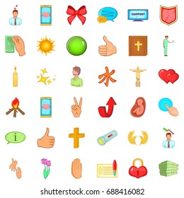 Helping icons set. Cartoon style of 36 helping vector icons for web isolated on white background