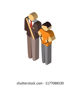 Helping isometric left top view 3D icon