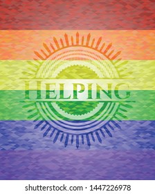 Helping lgbt colors emblem. Vector Illustration. Mosaic.